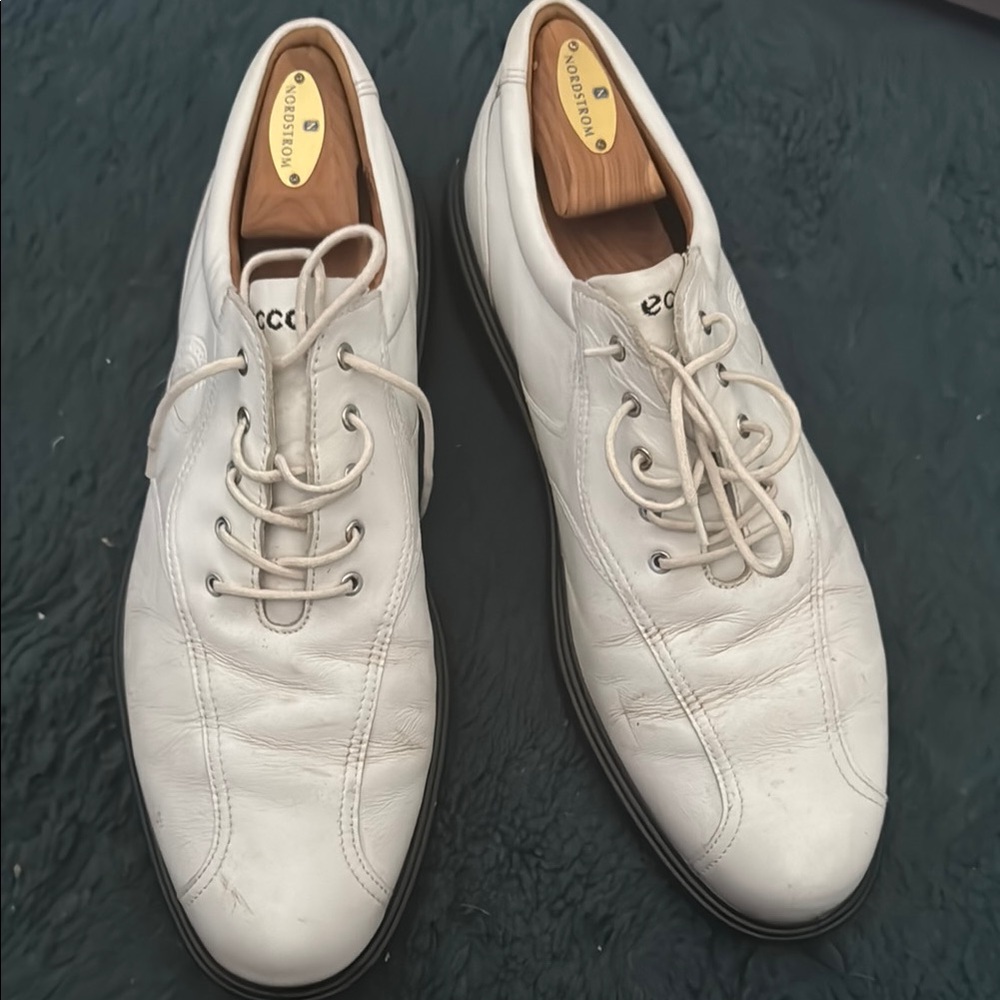 ECCO Men's White Leather Shoes